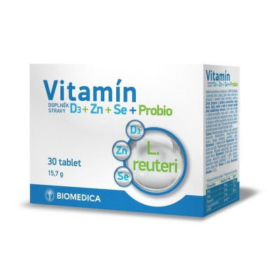 Vitamín D3+Zn+Se+Probio 30 tbl. BIOMEDICA