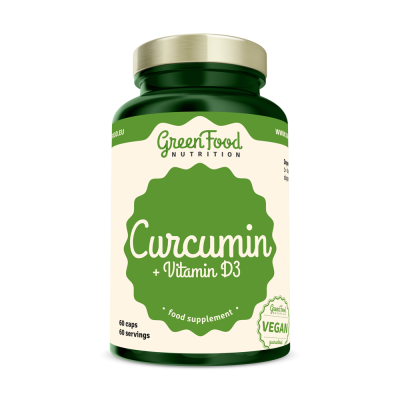 Kurkumin + Vitamín D3 60 kapslí GREENFOOD NUTRITION