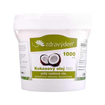 Kokosový olej RBD - bez vůně BIO 1000 ml Zdravý den