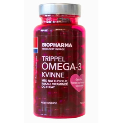 TRIPPEL OMEGA 3 Kvinne kakao 120 kaps. BIOPHARMA